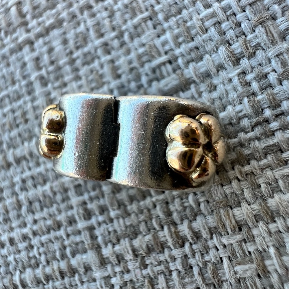 RETIRED PANDORA 14K GOLD STERLING SILVER 925 FLOWER CLIP ALE 790140 - Picture 3 of 4